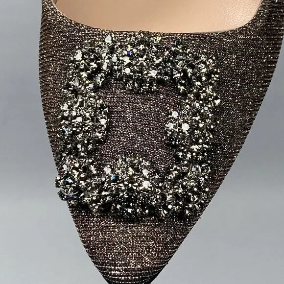 Manolo Blahnik Hangisi 105 Embellished Shimmer Pumps size 39.5 - Picture 11 of 14